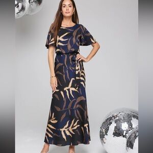 $198 NWT NIC+ZOE MIDNIGHT FERN BROOKE MAXI Sleevless print DRESS XS